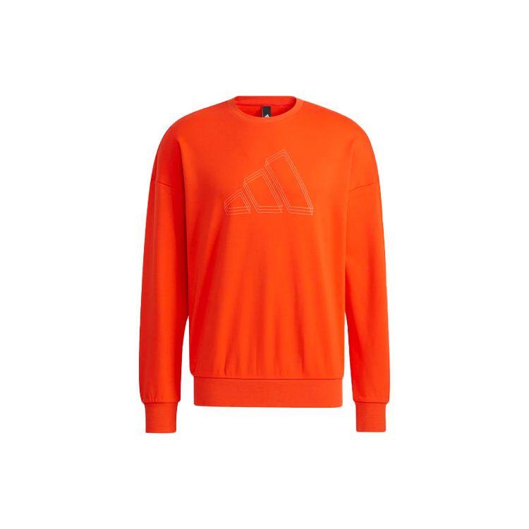Adidas St Logo Print Sports Pullover Sweatshirt Men Sweatshirt Orange Red H40193