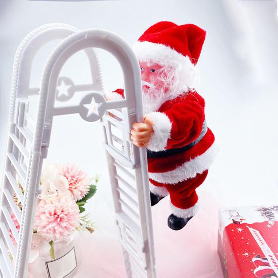 Санта-Клаус Музыкальная кукла Рождественский Санта, восхождение по лестнице, бусины, подвесные украшения, электрические детские игрушки для рождественской елки, свадебной вечеринки