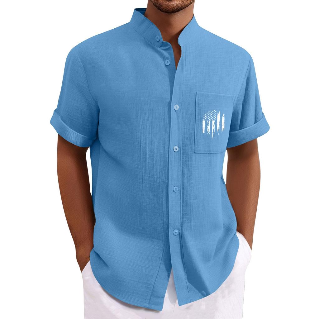 Men'S Casual Loose Short Sleeved Printed Shirt With Fashionable Top