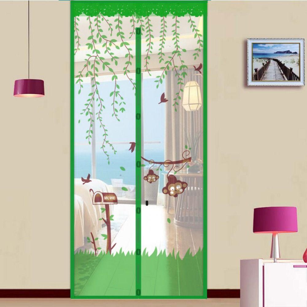Cartoon Magnetic Door Screen Mesh Net Mosquito Net Screen Curtain Keeps Bugs Out