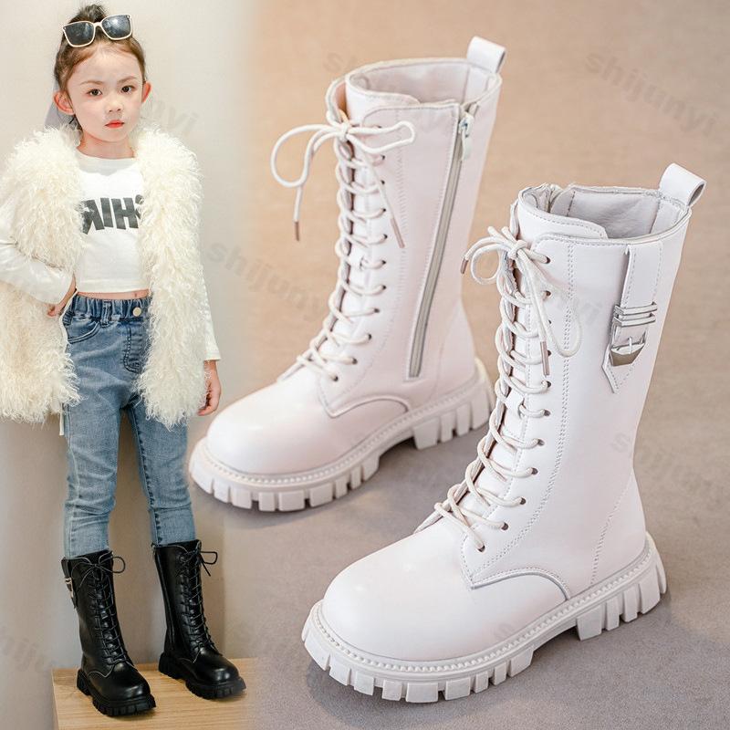 Children Knee Length Boots New 2025 Autumn British Girls Princess Boots Kids Zipper Comfortable Non Slip Buckle Long Boots