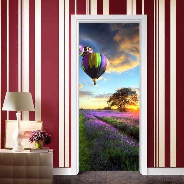 3D Door Sticker Wallpaper PVC Landscape Home Decor Furniture Vinyl Wrap Waterproof Wall Sticker Bedroom Door Decorative Film