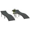 VidaXL Set of 2 Sun Loungers with Table, Sunbed, Patio Deck Chair, Outdoor Garden Seat, Grey 368253