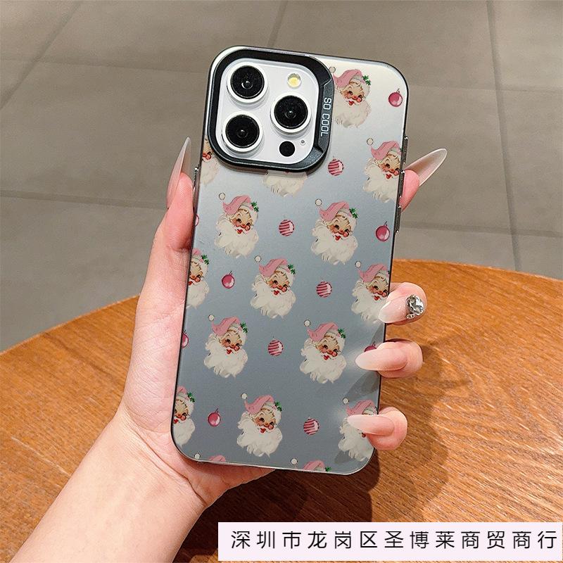 Подходит для Apple 14Pro цветной серебристый 13/12/11 полноэкранный Санта iPhone чехол для мобильного телефона 15/16ProMax