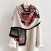 Winter Thickened Warm Scarf 65*185cm Tassel Pashmina Shawl Women‘s Floral Imitation Cashmere Warps Autumn Coldproof Blanket
