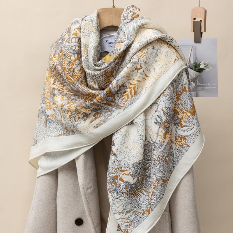 Womens Silk Cashmere Wool Scarf Winter Warm Square Shawl Fashion Luxury