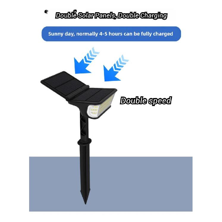 1-2PCS Solar Landscape Spotlights Garden 65LED Solar Pathway Light Outdoor Dual Solar Panels Wall Lamp Waterproof Porch Garage