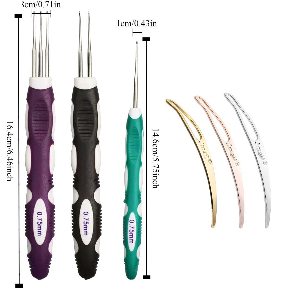6Pcs/Set Durable Hook Needle Hair Extension Wig Making Kit Crochet Hook Tools Micro Hook  Beginners
