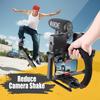 Zeadio Camera Handheld Stabilizer with Smartphone Video Cage Rig Triple ColdShoe Handle Grip Compatible with All Camera Action