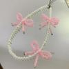 Korea Pink Bowknot Pearl Pendant Beaded Rope Strap New Phone Accessrioes