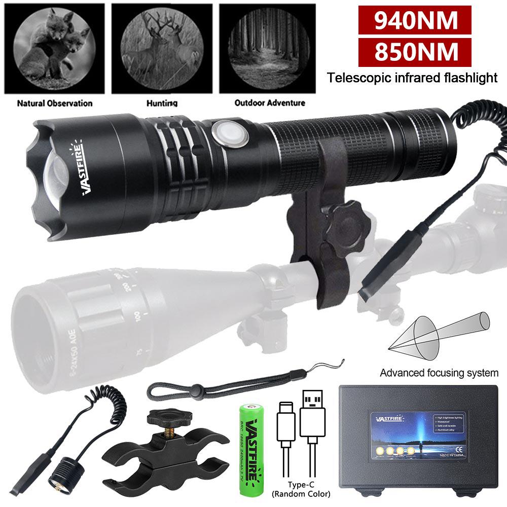 850nm/940nm IR Flashlight Torch 400 Yard Zoom Tactical LED Infrared Radiation Flashlight Lamp Night Vision Torch Hunting Lantern
