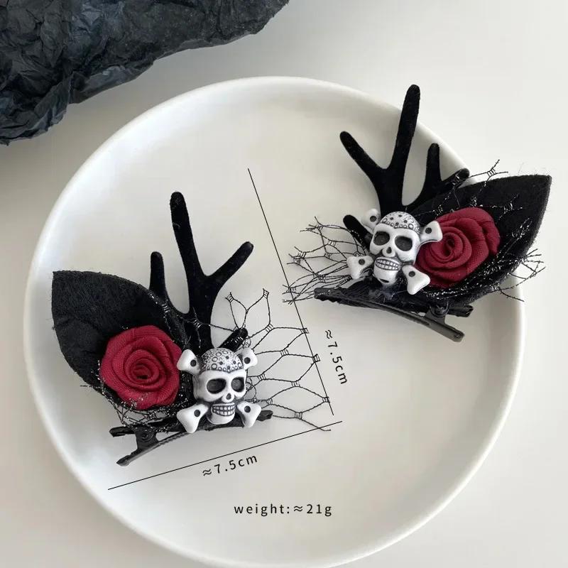 2PCS Halloween Headdress Pumpkin Ghost Bat Antler Hairpin Funny Hair Accessories Girls' Holiday Dance Dress Party Hairpin Decor