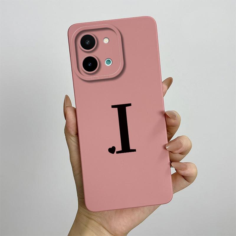 Чехол для vivo Y28 4G Чехол-крышка для vivo Y28 4G Милые начальные буквы Квадратный Жидкий Мягкий силиконовый чехол для телефона Матовый Ударопрочный задний чехол