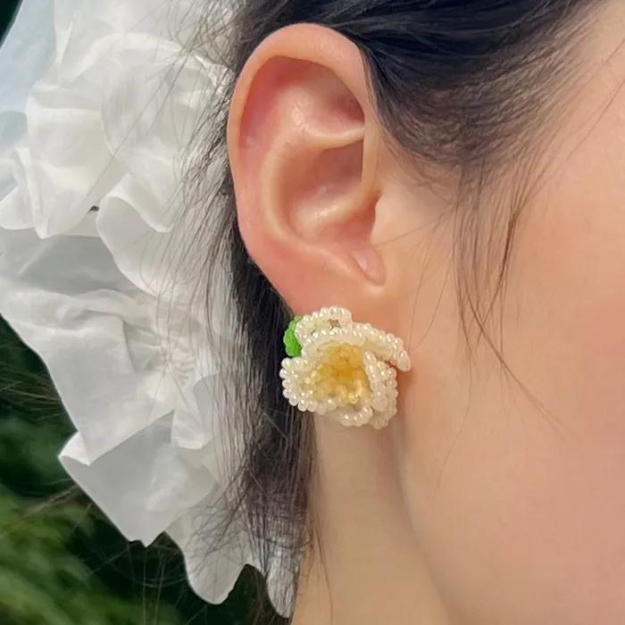 Серьги с бусинами в виде листьев и цветов (3colors)