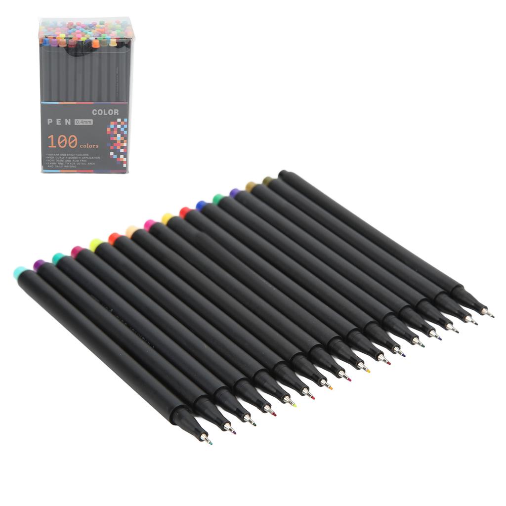 Fine Tip Pens 100 Colors Fast Drying Glossy Ink Output 0.4mm Needle Tube Minimize Oozing Fineliner