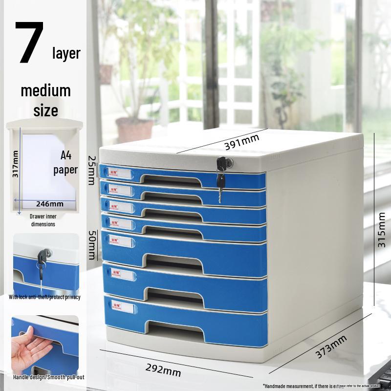 Lockable Multi-Layer A4 File Cabinet Drawer - Plastic Office Storage Box