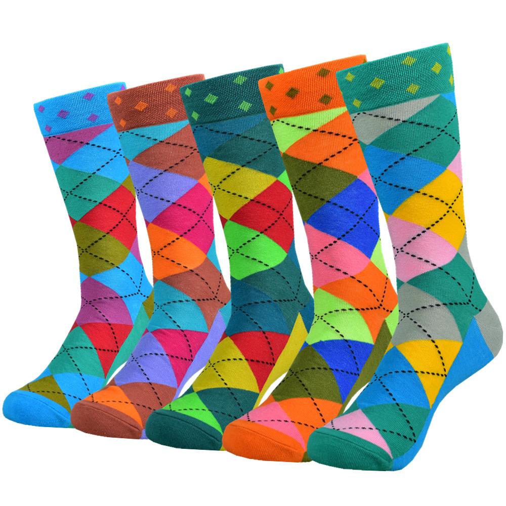 5pairs Unisex Cotton Casual Couple Novelty Funny Colorful Pattern Crew Socks For Men Women