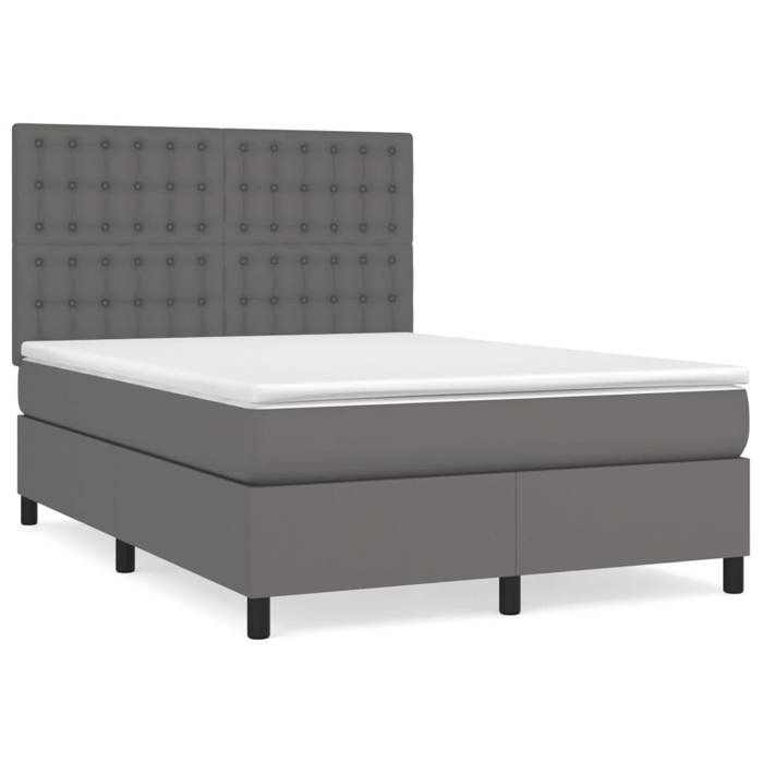Maison Exclusive - Sommier à lattes de lit avec matelas Gris 140x200 cm Similicuir