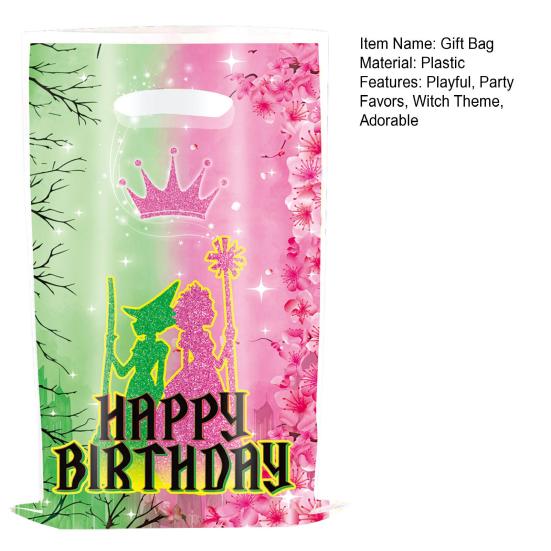 Подарочные пакеты для вечеринки ведьмы, зеленые и розовые пакеты для сладостей, пластиковые подарочные пакеты для закусок для девочек, принадлежности для вечеринки по случаю дня рождения ребенка