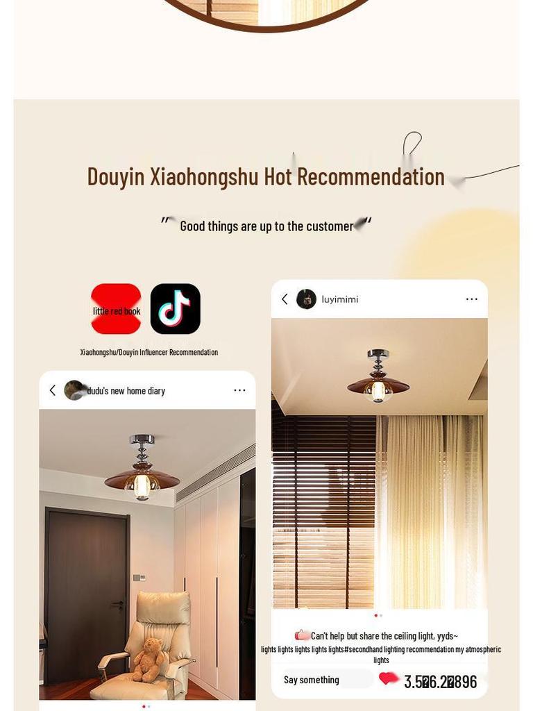 Casagd French Retro Chinese Style Hallway Ceiling Light - Creative Designer Balcony & Corridor Lighting