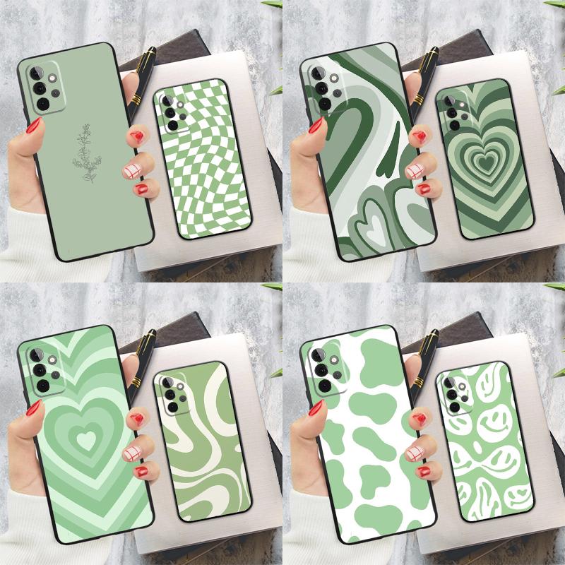 Sage Green Swirl Aesthetic Phone Case For Samsung Galaxy A71 A51 A31 A11 A12 A22 A32 A52 A72 A52S A21S A70 A50 Cover