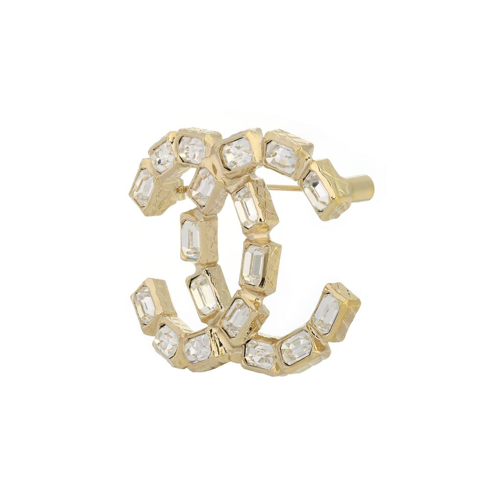 Chanel 23K New Square Diamond Double C Metal Brooch Women brooch Gold ABB978-B14688-NS658