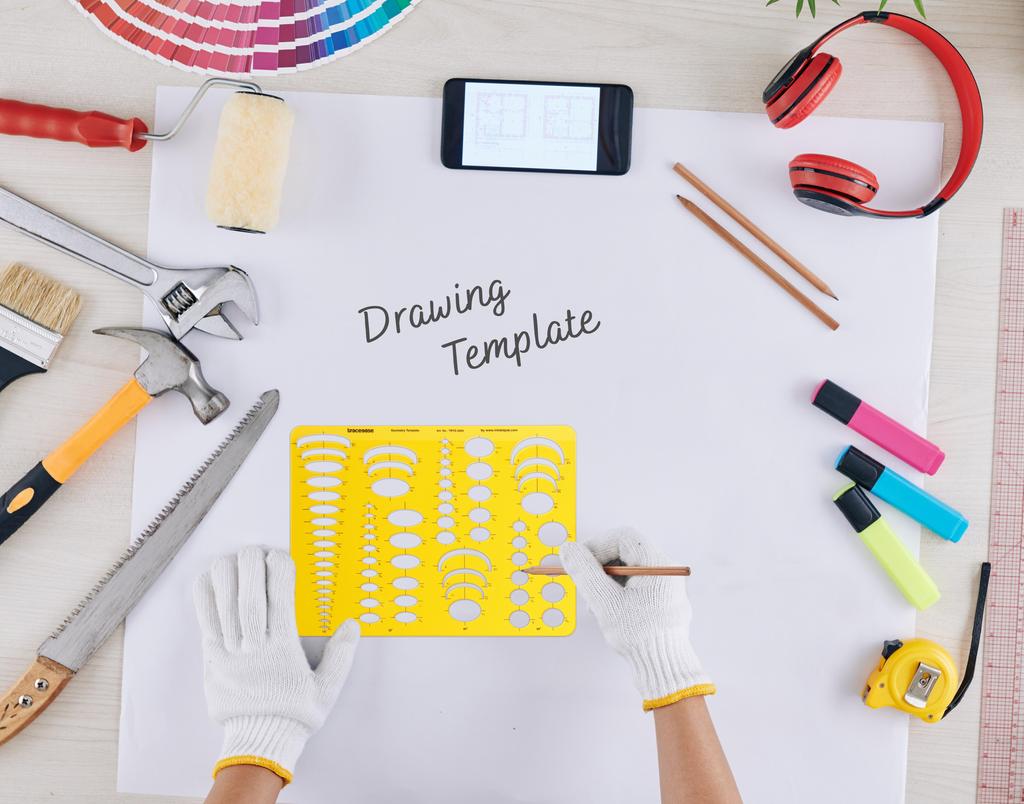 Traceease Trace Simple Trace Stable, эллиптический шаблон «четыре в одном», геометрическая трафаретная шкала для учащихся, 30,4 смx