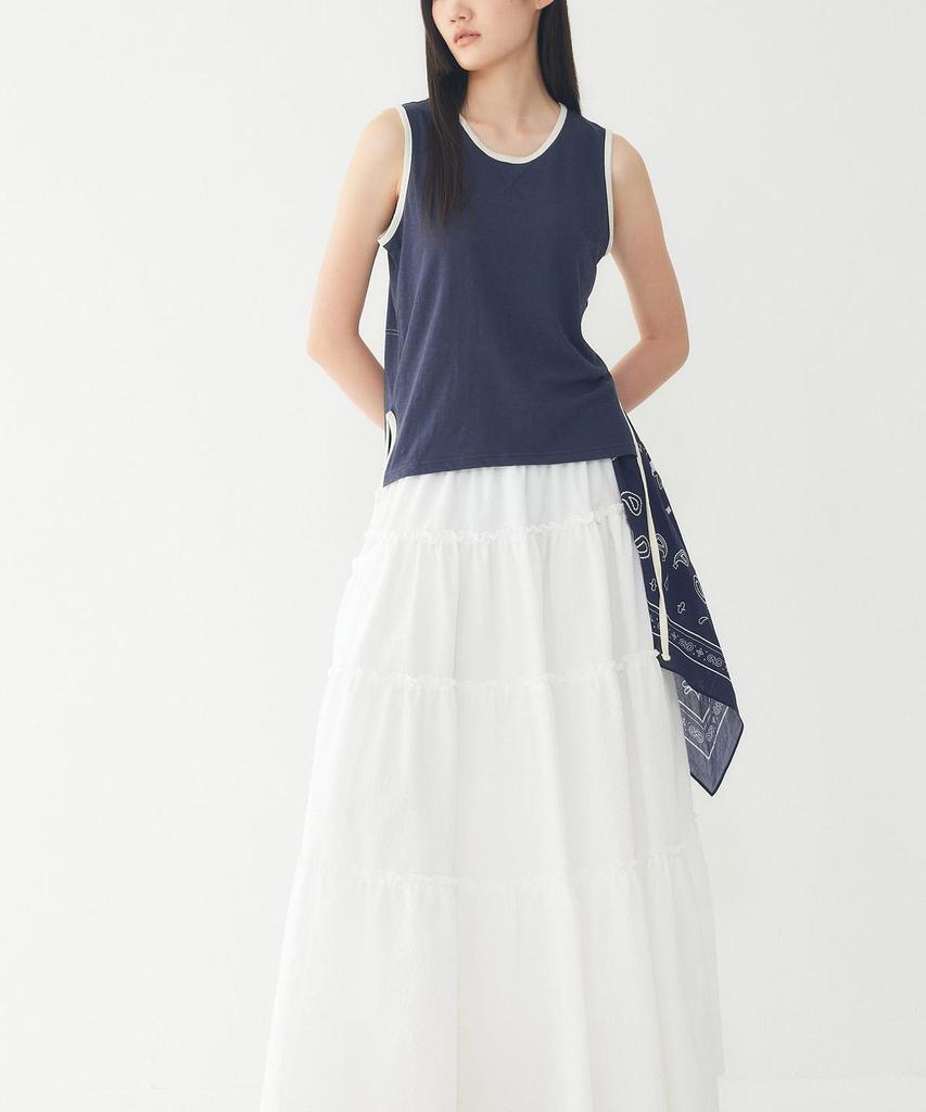 STUDIO TOMBOY Side Pocket Tiered Elastic Skirt_White 9106232210