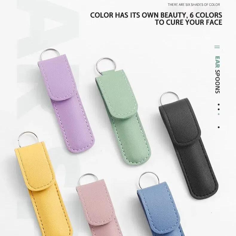 Ложка для чистки ушей из шести частей Ложка для чистки ушей из углеродистой стали Ложка для чистки ушей из кожи в сумке Удобно носить дома