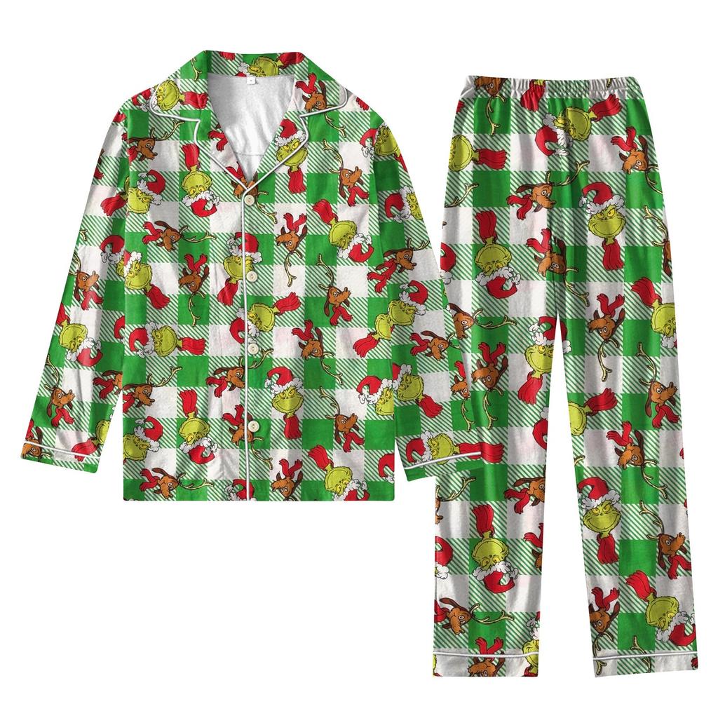 Женский костюм из 2 предметов с принтом, топ на пуговицах с длинными рукавами, широкие брюки, комплект, пижамный домашний повседневный костюм