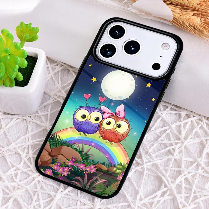 Милый Мультяшный Чехол-Сова для iPhone 17 Air 16 15 11 12 14 13 Pro Max Ударопрочный Чехол