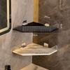 Bathroom Shelves No Drill Corner Shelf White Black Shower Storage Rack Holder Toilet Organizer Bathroom Kitchen Accessories