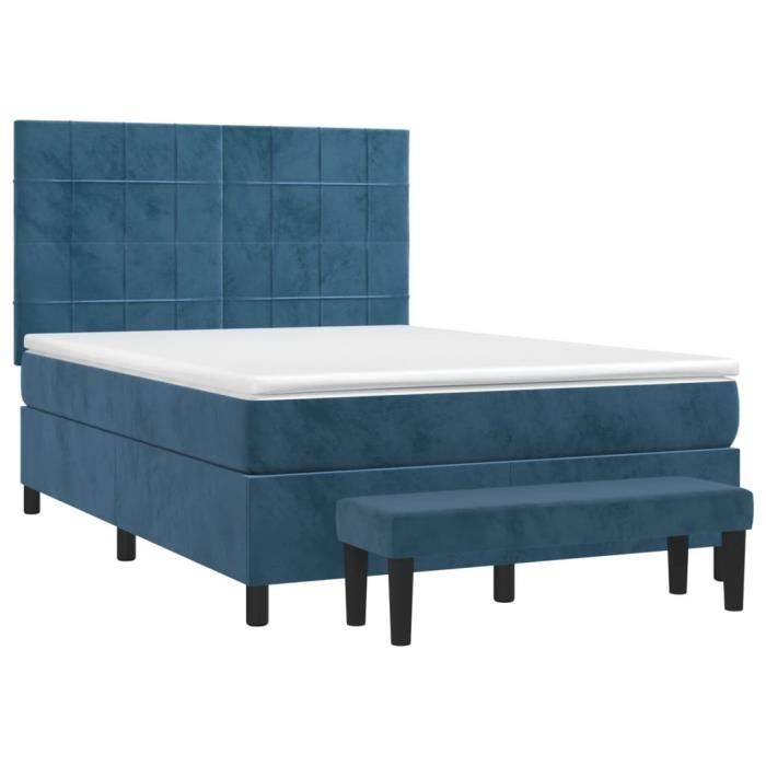 3137849 vidaXL Divan Bed and Mattress Dark Blue 140x200cm Velvet