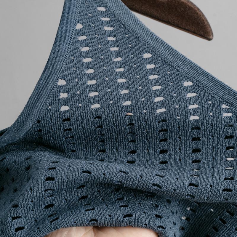 Summer Women's Short Vest Top High-waisted Thin Hollow Open-end Package Hip Half-body Skirt Two-piece Set