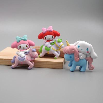 Милые наклейки для украшения торта My Melody и Cinnamoroll верхом на лошади
