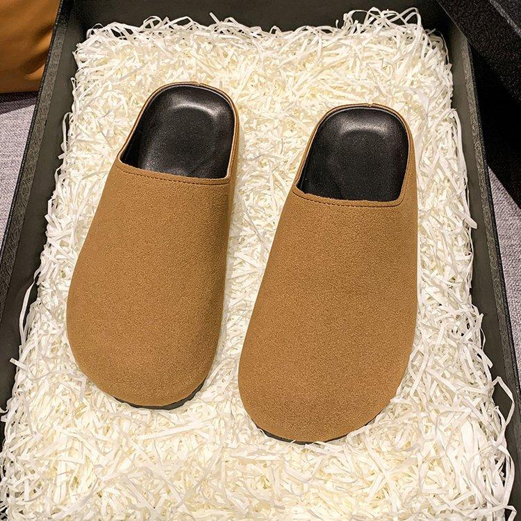 2024 новые ретро уродливые милые ленивые тапочки Boken с сумкой на голове, женские повседневные тапочки с плоским дном и круглой подошвой на толстой подошве