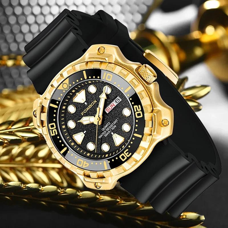 Модные мужские часы, лучший бренд, роскошные спортивные часы с большим циферблатом для мужчин, водонепроницаемые светящиеся часы, кварцевые часы с датой