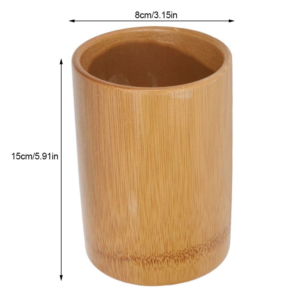 Cylinder Cylinder Bamboo Tool Holder  Bathroom Toothbrush Cosmetic Brush Organizing