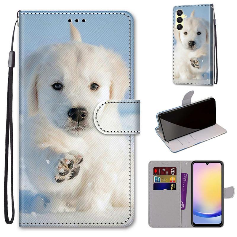 For Redmi Note 14 13 12 Pro Xiaomi 13T 12T Samsung S25 S24 A16 A15 A14 iPhone PU Leather Card Holder Flowers Animals Flip Wallet Kickstand Phone Case