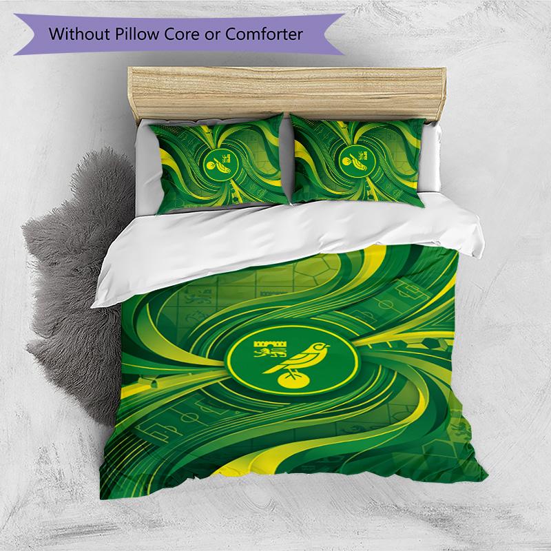 Norwich City Football Printed 3 Pieces Bedding Set, Comfortable Skin Friendly Bedroom Duvet Cover Set
