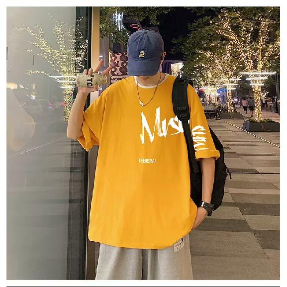 Новая футболка с коротким рукавом, мужская летняя футболка в корейском стиле, модный простой топ с коротким рукавом, свободная повседневная футболка в гонконгском стиле