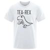Men Women T-Shirts Tea Rex Funny Dinosaur Drink Coffee T Shirts Fashion Casual TShirt High Quality Streetwear Tops Tee Shirt