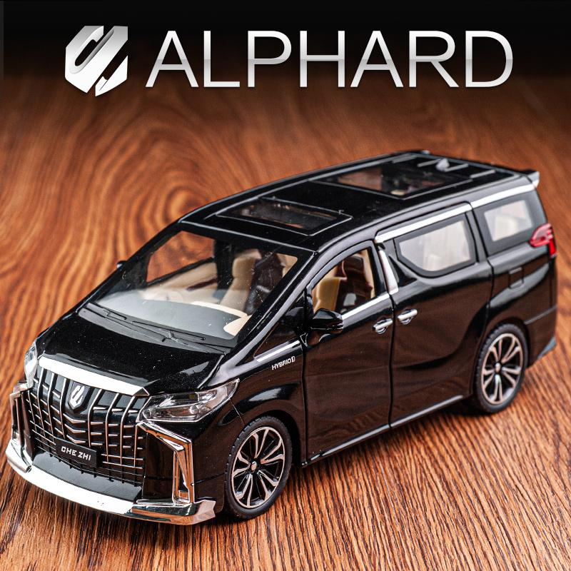 1/24 Toyota Alphard MPV Alloy Die Cast Toy Car Model Sound and Light Pull Back Children's Toy Collectibles Birthday Gift