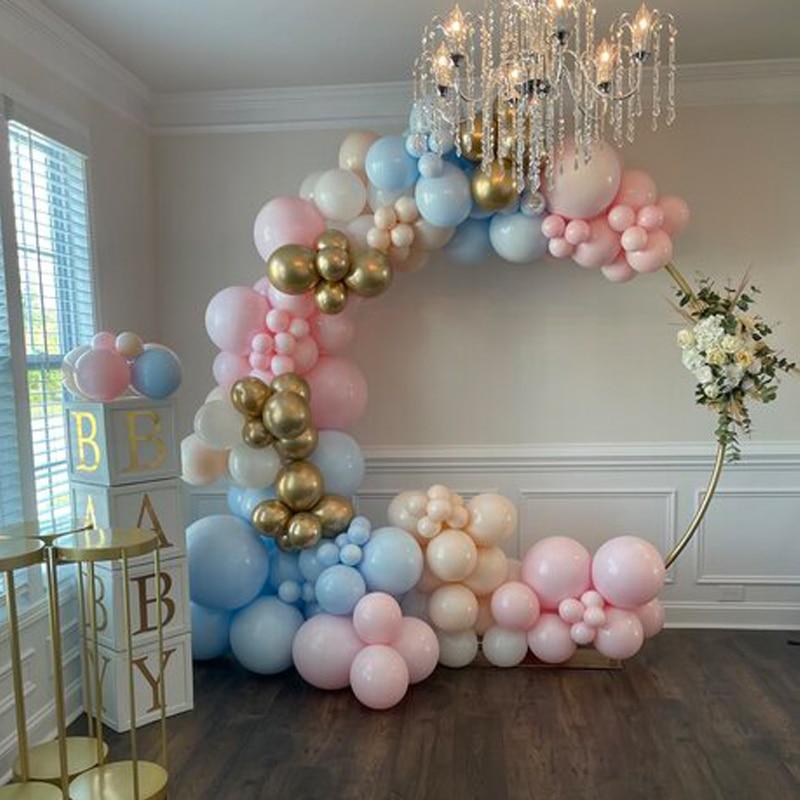 Baby Shower Decorations Macaron White Pink Blue Gold Balloon Arch Kit Wedding Birthday Boy Or Girl Gender Reveal Party