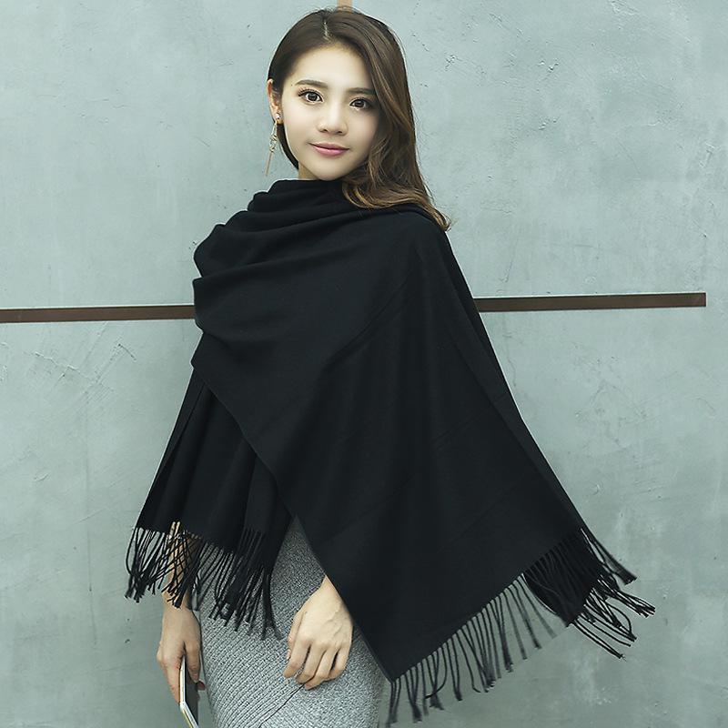 Korean-Style Thickened Imitation Cashmere Scarf: Unisex Long Shawl for Autumn/Winter