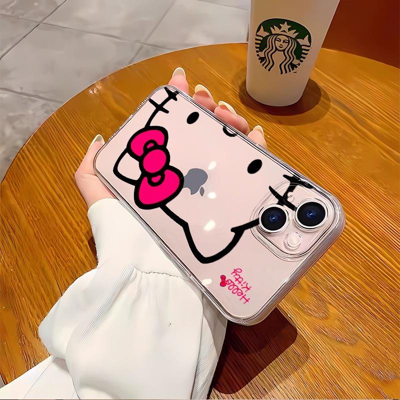 Милый мультяшный прозрачный чехол HelloKitty для Apple 16pm, чехол для мобильного телефона, противоударный, полностью закрывающий, мягкий, 14, защитный чехол для внешней торговли