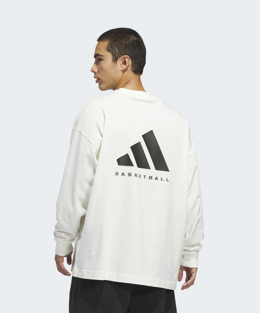 adidas Баскетбольная футболка с длинным рукавом - Белая:Черный / Kb7555