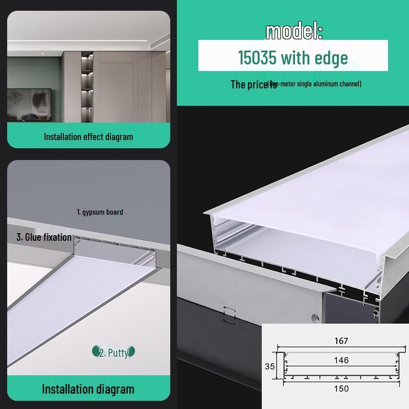 Seamless Linear Recessed LED Light Channel - Aluminum Strip Slot Design