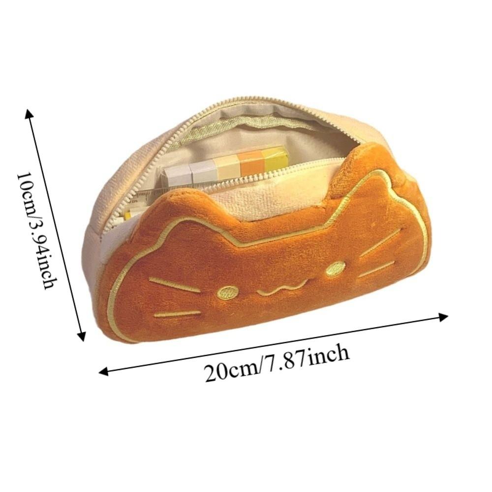Large Capacity Caramel Cat Pen Case Material Cute Design Cartoon Pen Case Kitten Theme Lovely Appearance Kawaii Stationery Bag