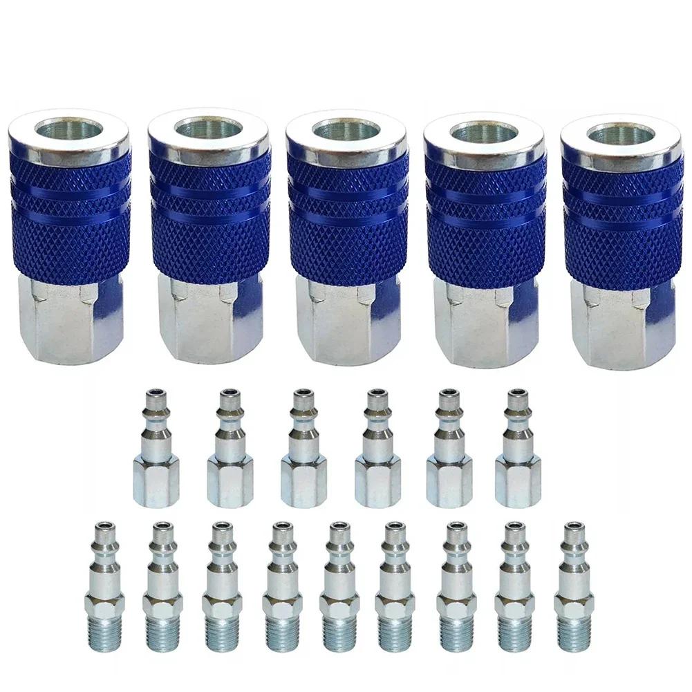 1 4 NPT Fittings Quick Coupler Set Quick Connection Design High Pressure Resistant Long-lasting Performance Use In Workshops